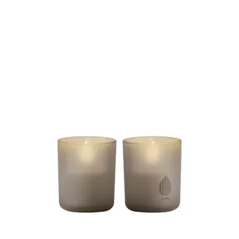 Glass Candle, Sandstone, 2-pack, 6x7 cm